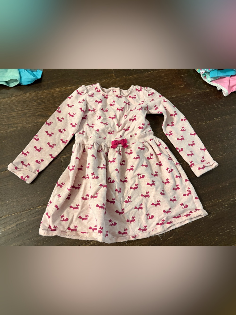 Gymboree Pink and Magenta Fox Print Long Sleeve Dress